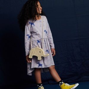 Tea Collection Highland Horses Asymmetrical Wrap Dress In Lilac Mist